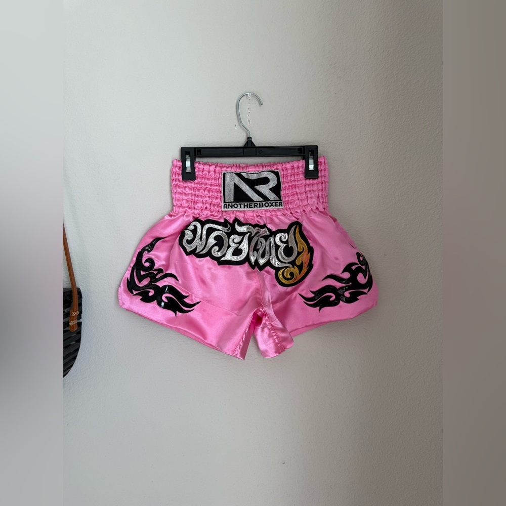 Another Boxer Pink Silver Muay Thai Boxing Shorts, Size Small